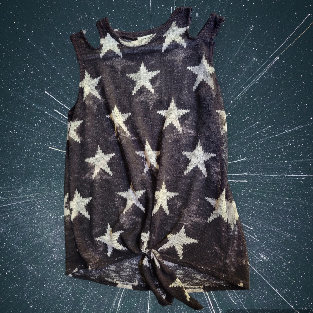 Bibi Boutique You're a Star Large Black and Off-White Sleeveless Knit Top